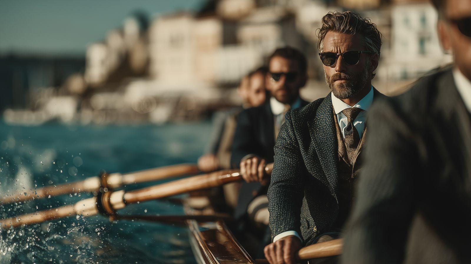 Executive leaders travelling together by boat