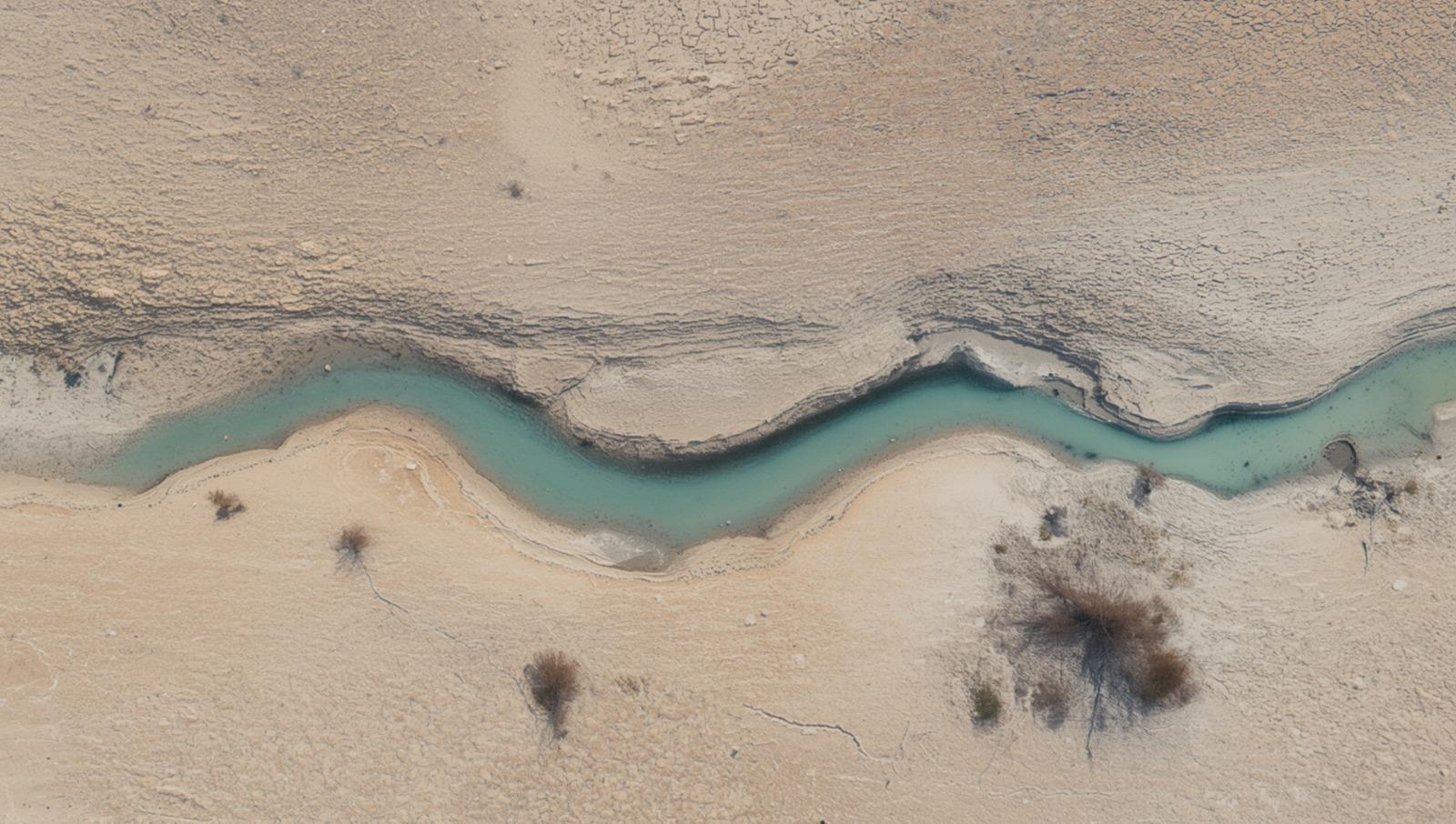 A winding waterway seen from above, representing decision pathways and organisational flow